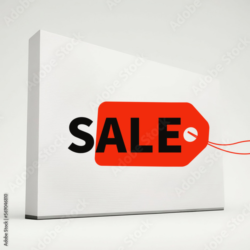 sale tag on white board 