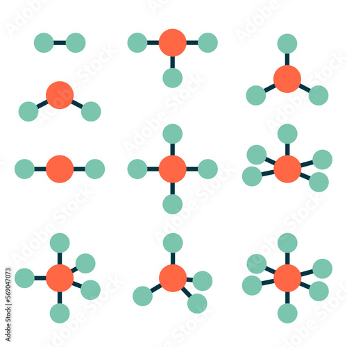 Molecule shapes. Arrangement of atoms in molecules.