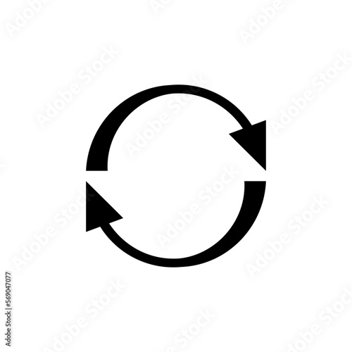 Two round thin arrows in a circle. Two identical arrows following each other.