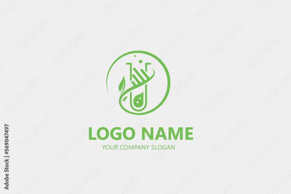 Green lab logo with leaf shape for science or chemistry, Herbal Medical Laboratory Flask Logo template vector illustration Green lab logo with leaf shape for science or chemistry, Herbal Medical Laboratory Flask Logo template vector illustration