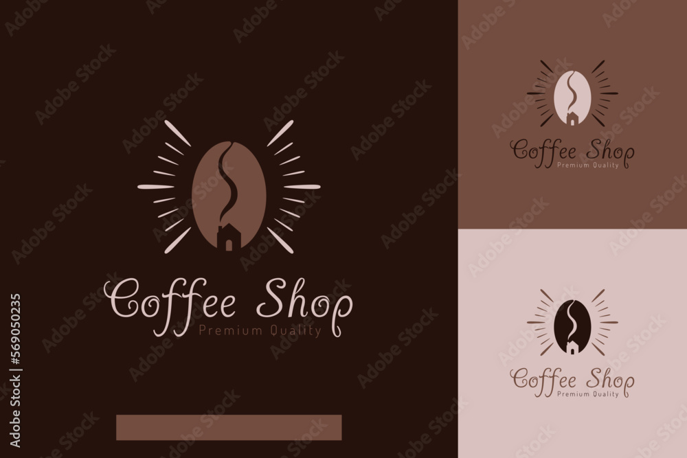 Set of coffee shop logo vector design templates with different color styles