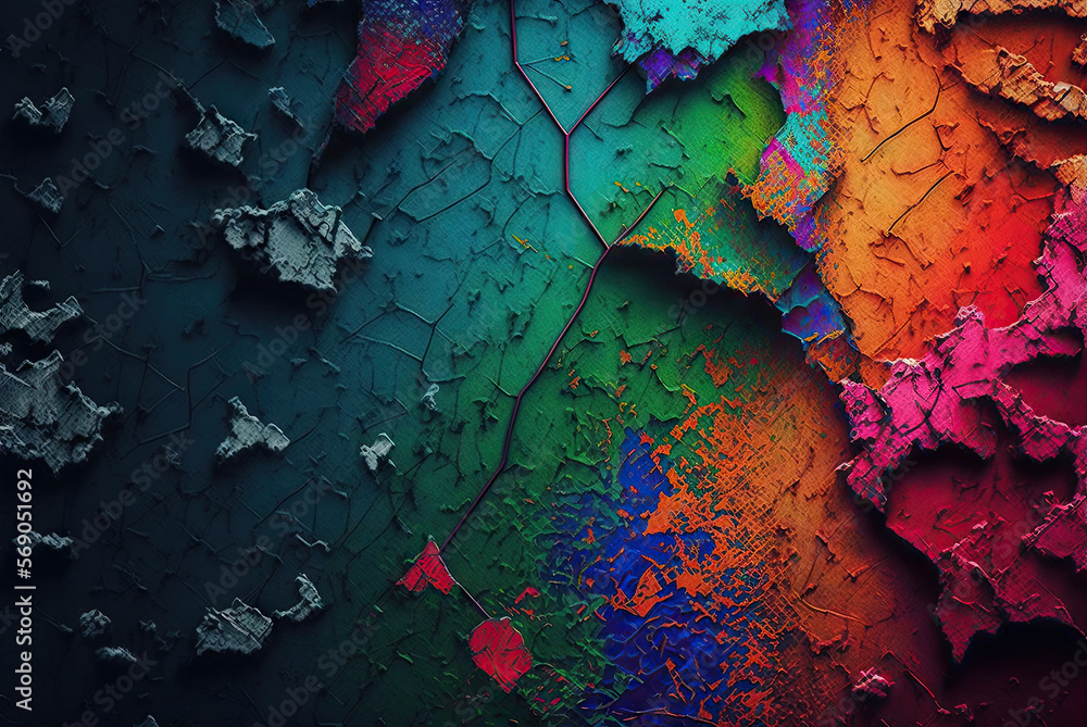 Texture: a multicolored abstract painting with a dark background