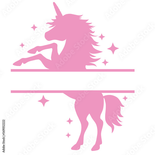 Pretty pink unicorn split monogram