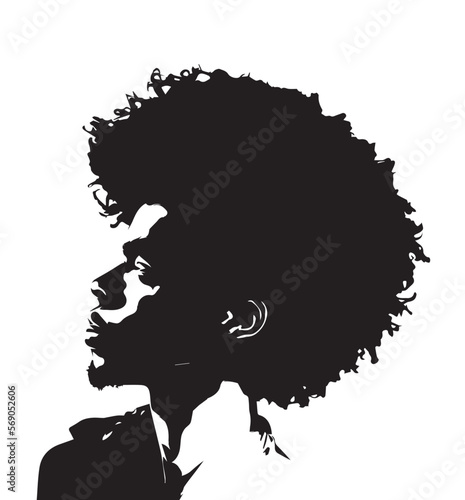 silhouette of a Black man male african american isolated with flat background color