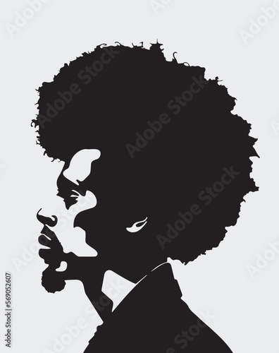 silhouette of a Black man male african american isolated with flat background color