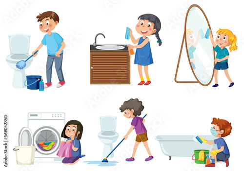 Kids cleaning at home set