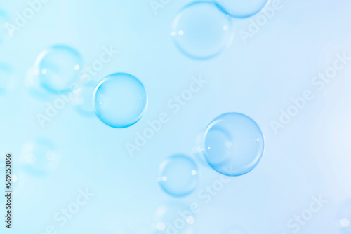 Beautiful Blue Soap Bubbles Abstract Background. Soap Sud Bubbles Water. 