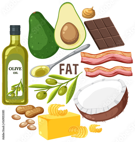 Variety of fat foods