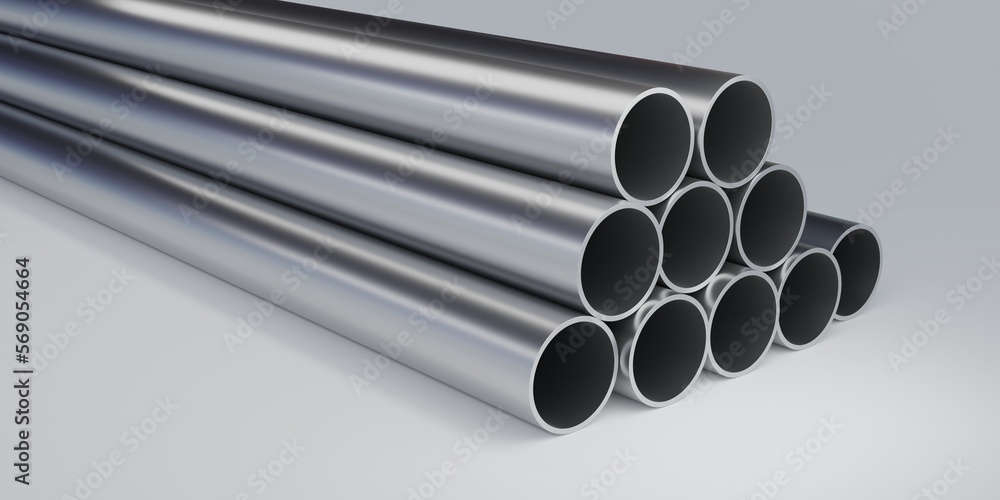 Steel pipes on white background. 3D Illustration Steel pipes on white background. 3D Illustration