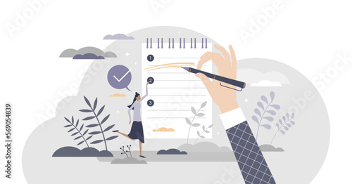 Priorities list as plan with duties sorted by importance tiny person concept, transparent background. Work management strategy for high efficiency and productivity.
