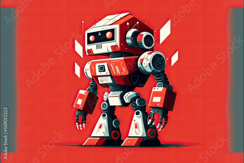 Mascotte Futuristic Robot, Ai-Generative Digital Illustrations. photo