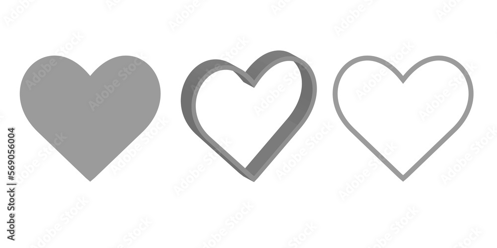Heart icon set design PNG transparant background for ornament Design 