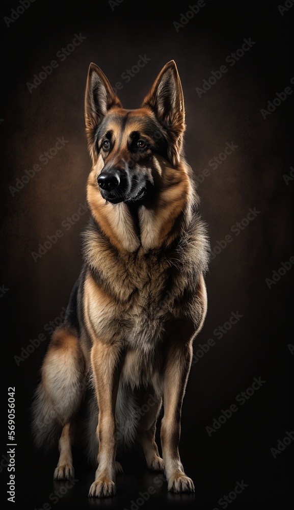 german shepherd facing forward on black background german shepherd facing forward on black background