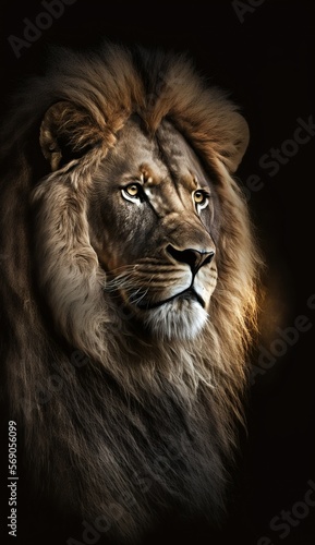 lion king facing sideways on black background