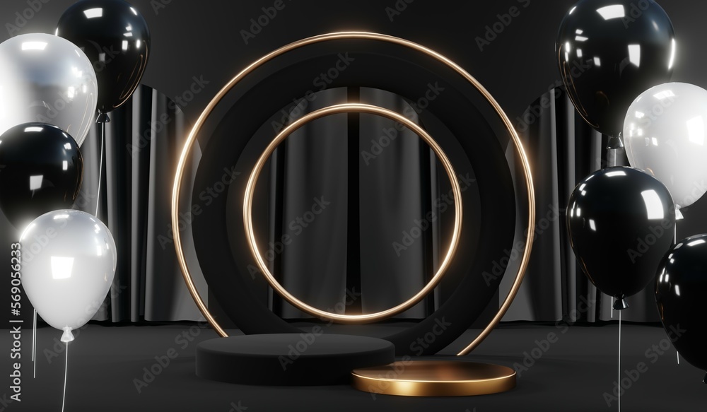 3d render black podium background showcases a premium, minimal and modern design with a combination of geometric shapes, golden glitter and a realistic studio room setting, creating a perfect platform 3d render black podium background showcases a premium, minimal and modern design with a combination of geometric shapes, golden glitter and a realistic studio room setting, creating a perfect platform