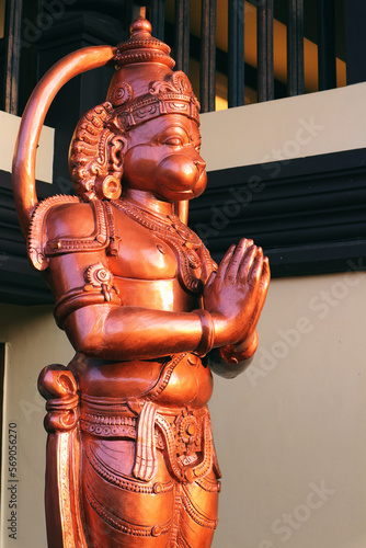 Photography Bronze statue of Hanuman. Vertical photo.