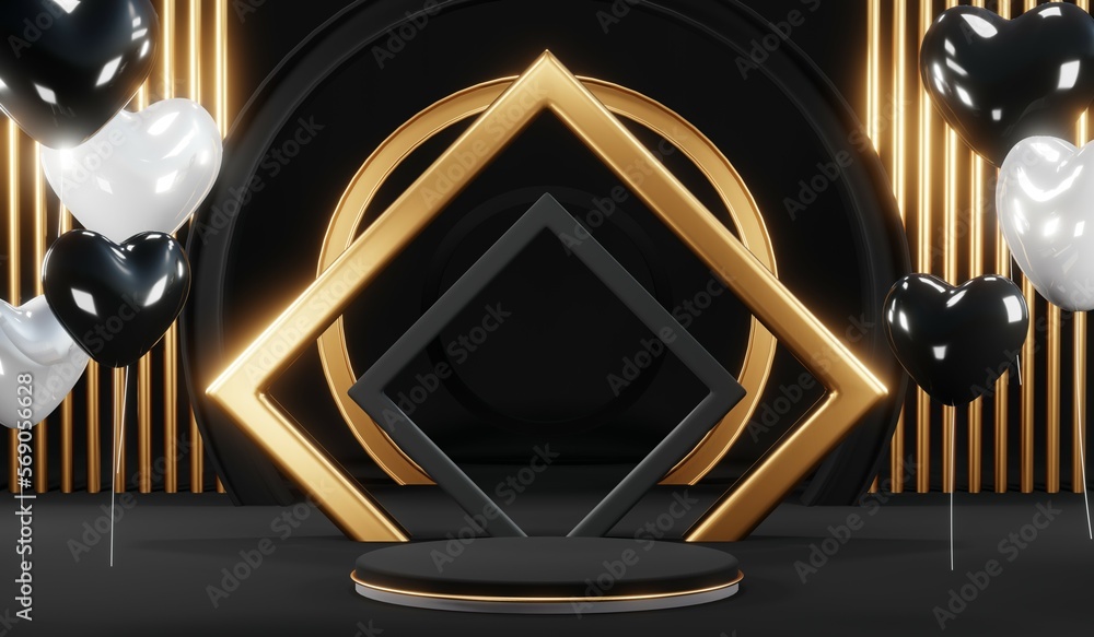 3d render black podium background showcases a premium, minimal and modern design with a combination of geometric shapes, golden glitter and a realistic studio room setting, creating a perfect platform 3d render black podium background showcases a premium, minimal and modern design with a combination of geometric shapes, golden glitter and a realistic studio room setting, creating a perfect platform
