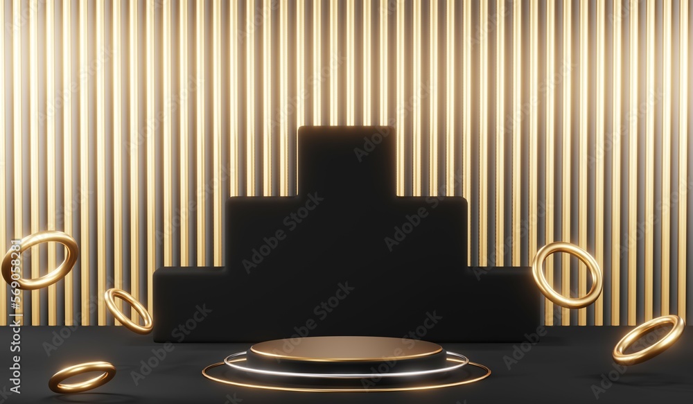 3d render black podium background showcases a premium, minimal and modern design with a combination of geometric shapes, golden glitter and a realistic studio room setting, creating a perfect platform 3d render black podium background showcases a premium, minimal and modern design with a combination of geometric shapes, golden glitter and a realistic studio room setting, creating a perfect platform