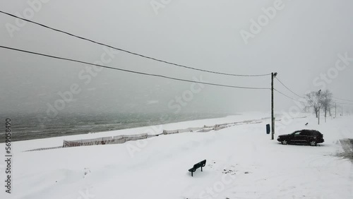 White out conditions on the Coast of Lake Michigan. photo