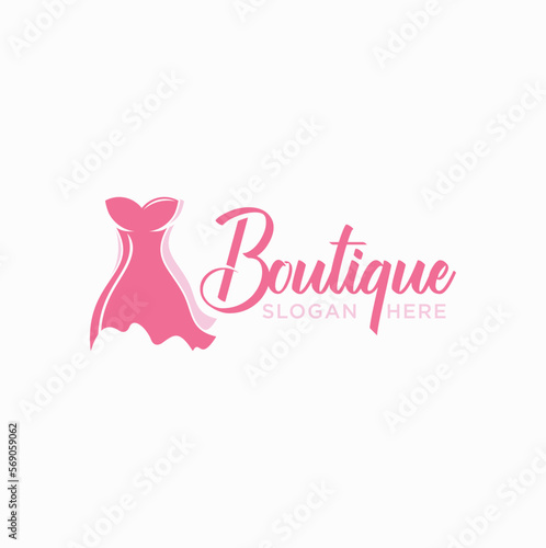 women clothing boutique vector logo design fancy dress shopping mall party dress
