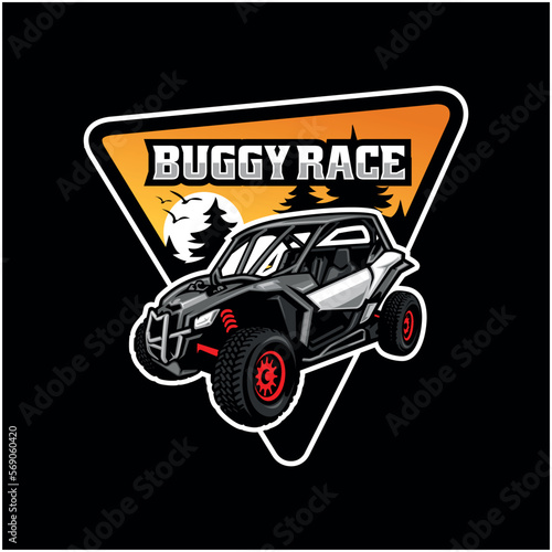 Buggy Extreme Sport illustration emblem logo vector in black background