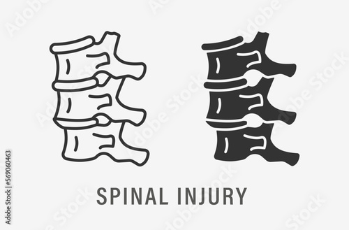 Spinal injury icons. Vector illustration isolated on white background.