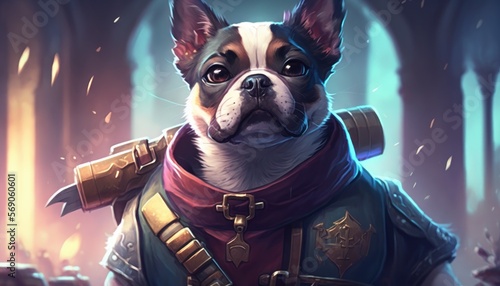 Creative 4k high resolution wallpaper art of a dog inspired by game movie with Cartoony, colorful, and whimsical with a battle royale setting by Gongbi (generative AI) photo