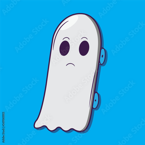 cartoon illustration of a skateboard ghost