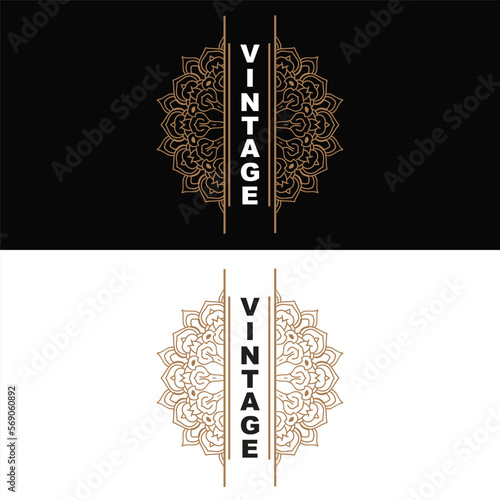 Retro Vintage Design, Luxurious Minimalist Vector Ornament Logo, With Mandala And Batik Style, Product Brand Illustration, Invitation, Banner, Fashion