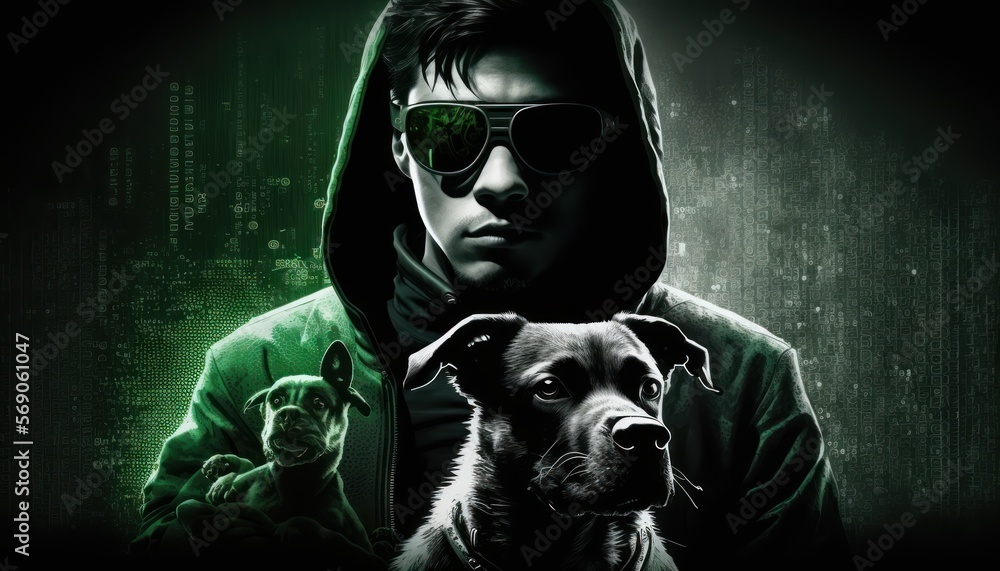 Creative 4k high resolution wallpaper art of a dog inspired by game movie with Dark, cyberpunk-inspired virtual reality and futuristic city environments by Gongbi (generative AI) Creative 4k high resolution wallpaper art of a dog inspired by game movie with Dark, cyberpunk-inspired virtual reality and futuristic city environments by Gongbi (generative AI)