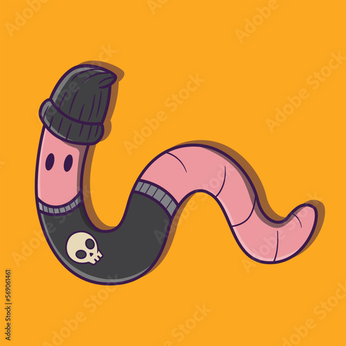cartoon illustration of punk worm