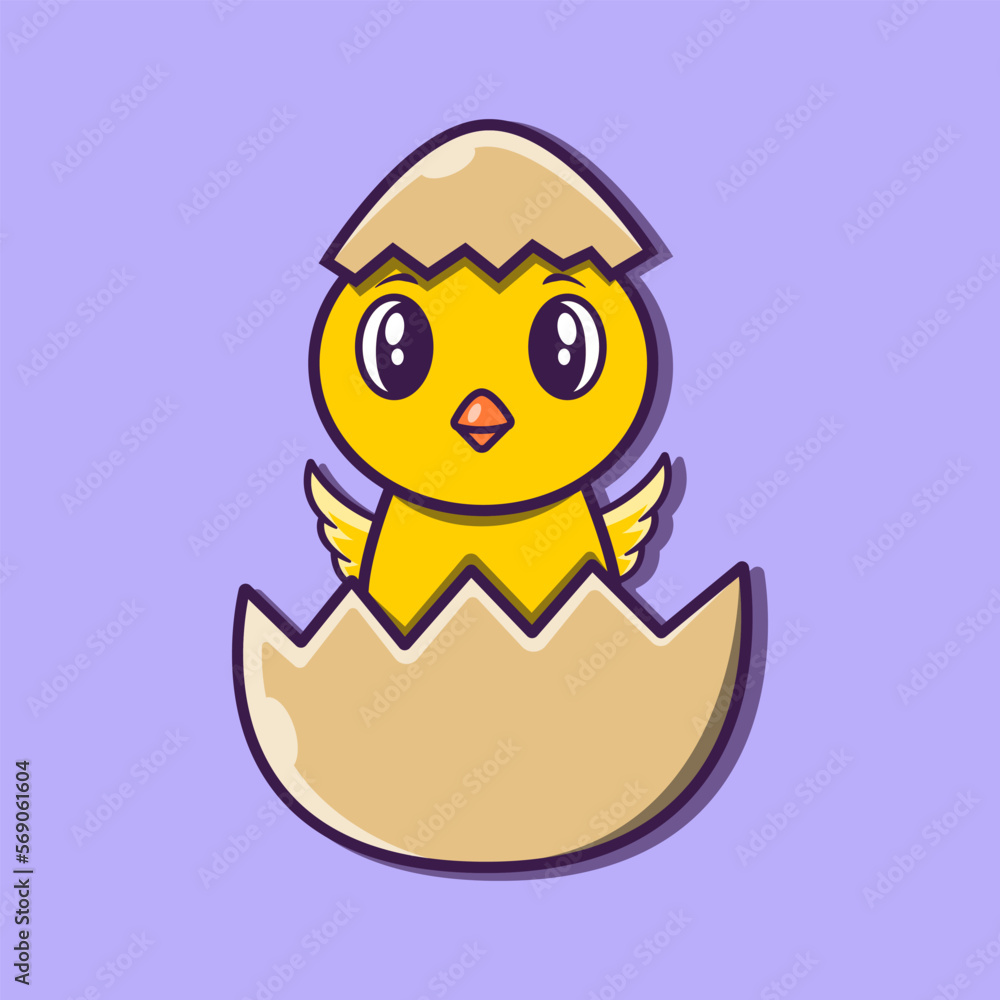 cartoon illustration easter egg with chicken