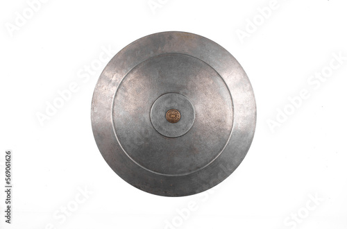 ancient round iron shield isolated on white background