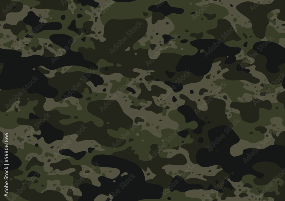 Fototapeta premium Camouflage texture grunge seamless pattern. Abstract modern military ornament for fabric and fashion textile print. Vector background.