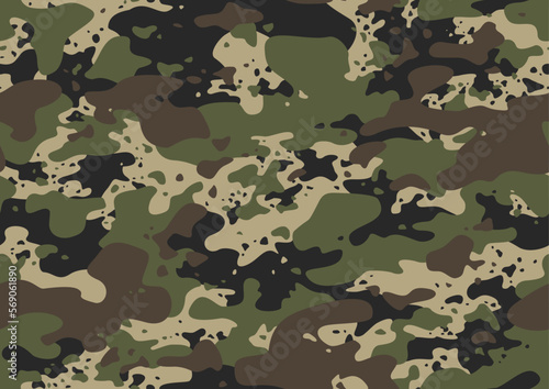 Camouflage texture grunge seamless pattern. Abstract modern military ornament for fabric and fashion textile print. Vector background.