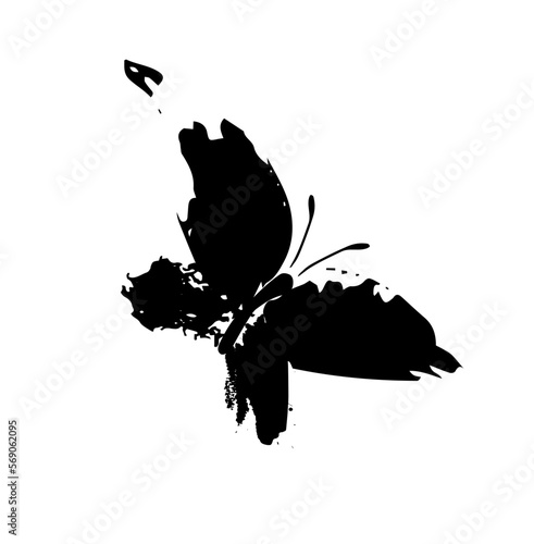 Butterfly from black strokes of paint. Vector illustration