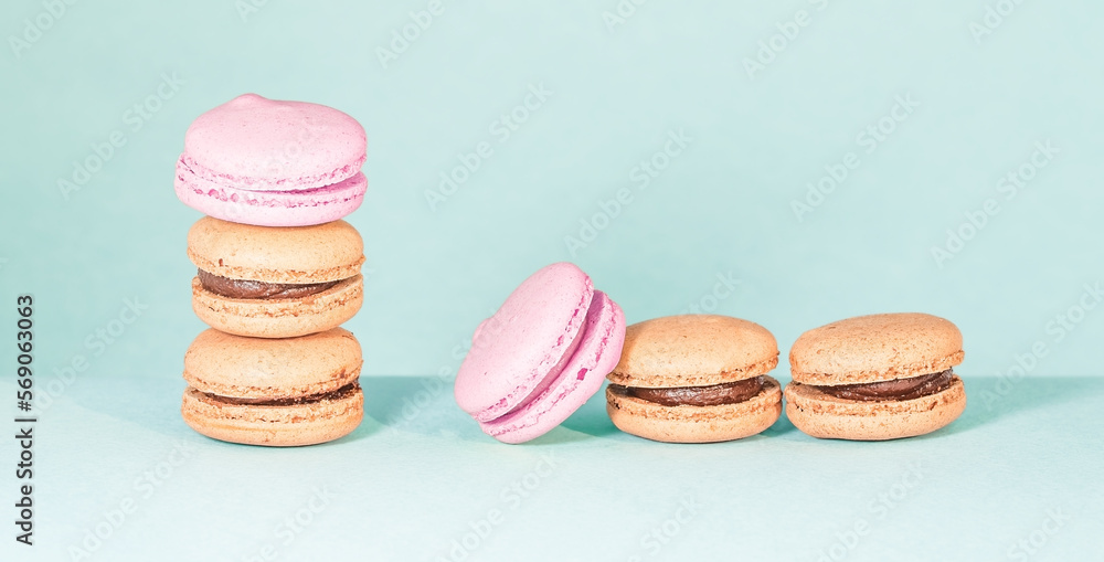 Colorful macaroons on bright background Colorful macaroons on bright background