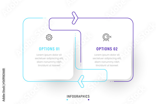 Vector Infographic label design template with icons and 2 options or steps. Can be used for process diagram, presentations, workflow layout, banner, flow chart, info graph.