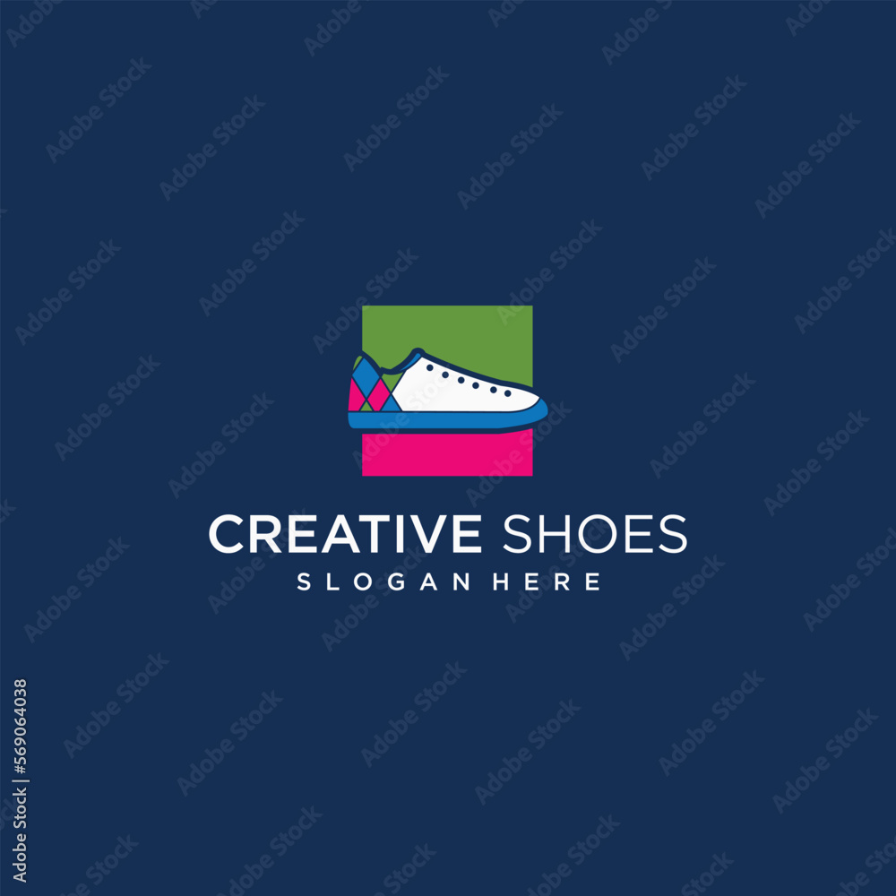 Fototapeta premium shoes sneaker boots shoes store logo men shoes vector sports style shoes logo template