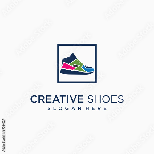 shoes sneaker boots shoes store logo men shoes vector sports style shoes logo template