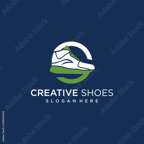 shoes sneaker boots shoes store logo men shoes vector sports style shoes logo template
