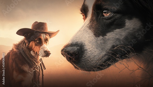 Creative 4k high resolution wallpaper art of a dog inspired by game movie with Western setting with a realistic art style and attention to historical detail by Gongbi (generative AI) photo