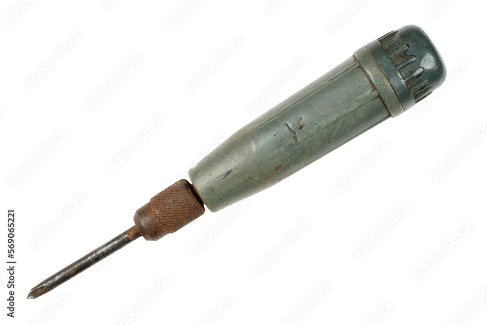 Antique screwdriver. Old screwdriver close-up. Antique screwdriver. Old screwdriver close-up.