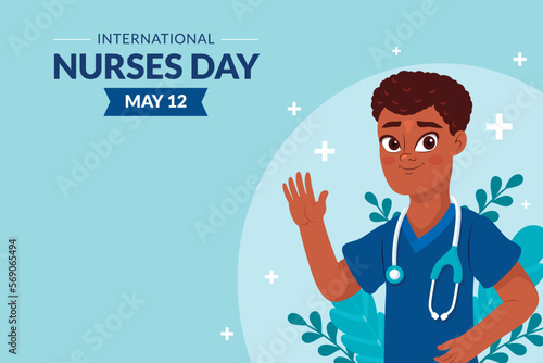 flat background international nurses day celebration