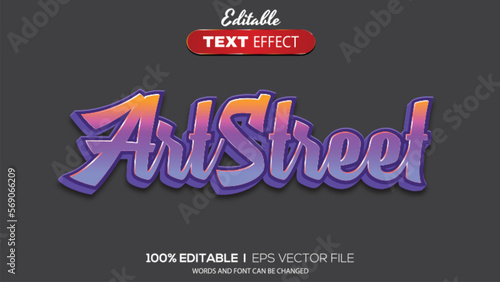 3D editable text effect art street theme photo