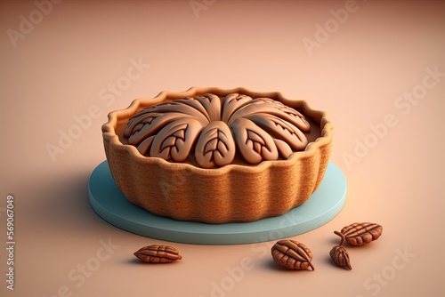 minimalist 3D render of a fluffy and squishy pecan pie | soft pop | generative AI