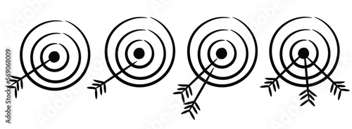 hand drawn doodle arrow and bullseye icon illustration vector