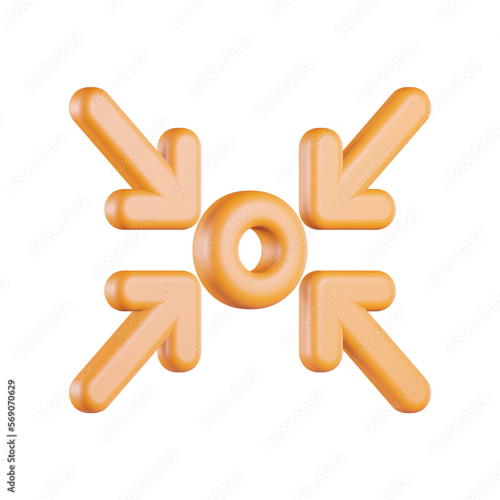 Converge Center Arrow 3D Icon Converge Center Arrow 3D Icon
