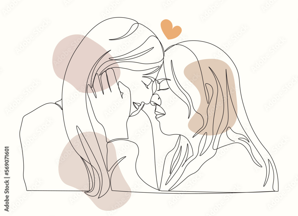 Lesbian couple line art Lesbian couple line art