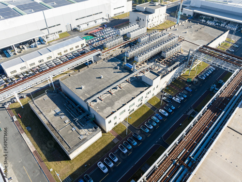 solar panels on factory rooftop